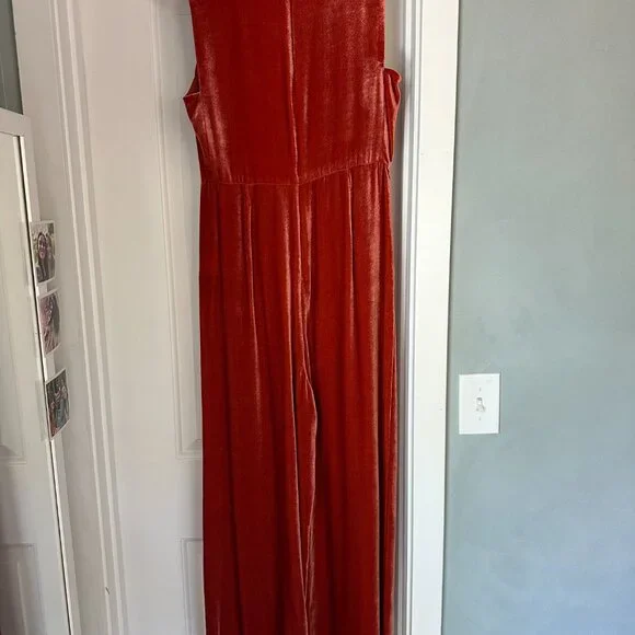 TOAST Silk Velvet Wide Leg Jumpsuit in Ballerina, size UK 10